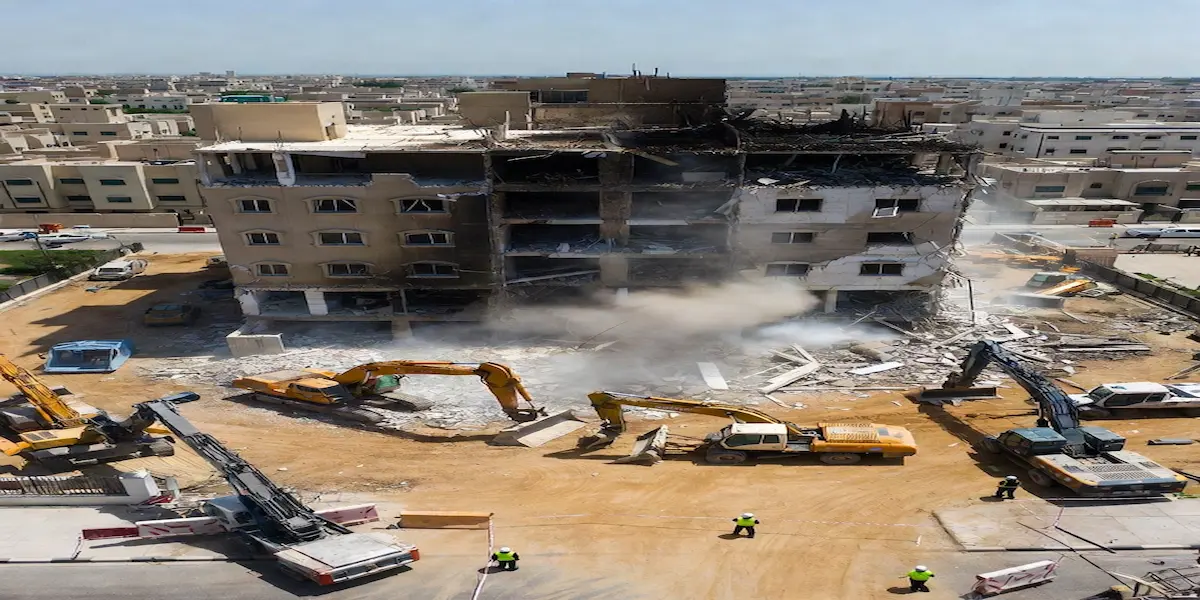Safe and controlled demolition work on site in Mussafah Abu Dhabi — Raseen