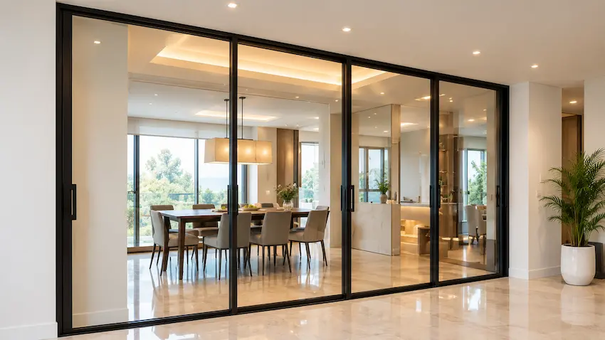 Sliding door installation in a Dubai property